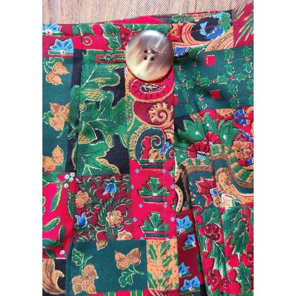 Vintage Christmas Women's Med Paisley Patchwork Print Maxi Skirt Wrap Cotton USA - Picture 8 of 9